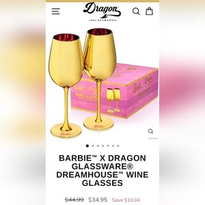 Barbie x Dragon Gold Wine Glasses